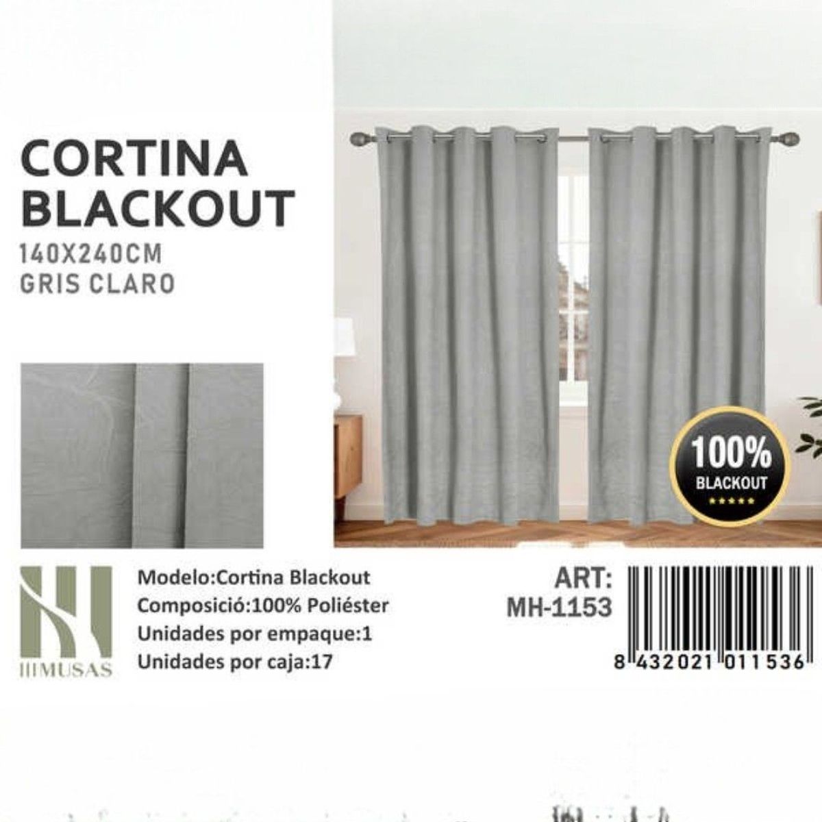 GENERICO - Juego De Cortinas Blackout 2 Paños 140x240 cm