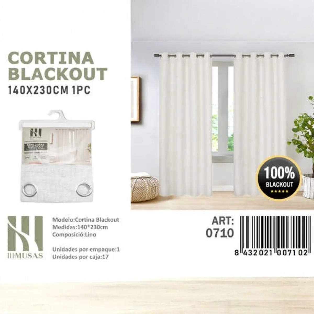 GENERICO - Cortinas blackout pack 2 Panos 140x230