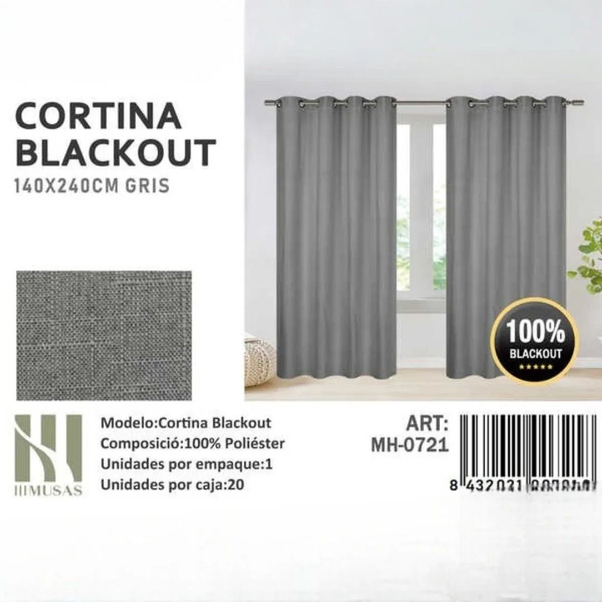 GENERICO - Juego De Cortinas Blackout 2 Paños 140x240 cm