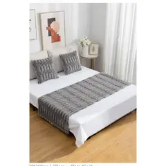 GENERICO - Set Piecera Premium + 2 Fundas Cojin Tipo Piel Suave Color Beige