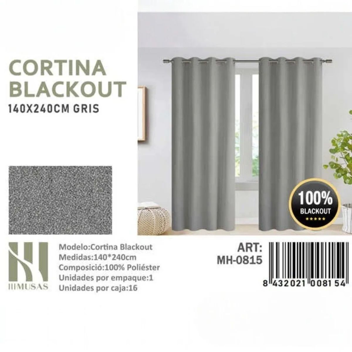 GENERICO - Juego De Cortinas Blackout 2 Paños 140x240 cm