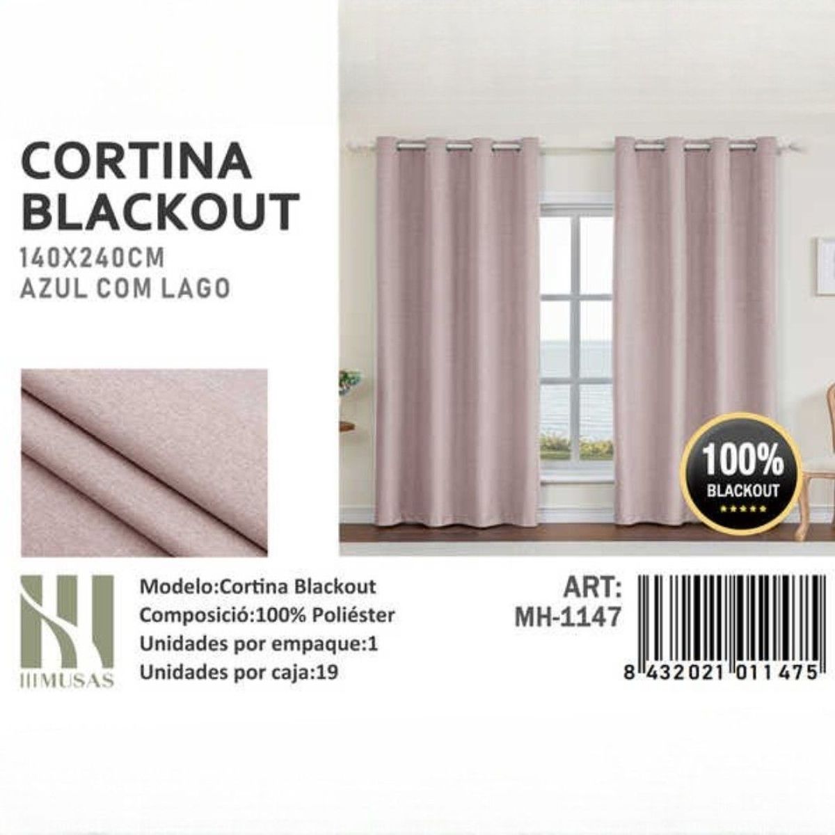 GENERICO - Juego De Cortinas Blackout 2 Paños 140x240 cm