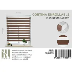GENERICO - Cortina Roller Duo Lisa 140 x 200 Cm color Marrón
