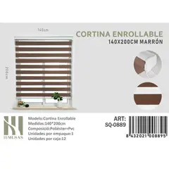 GENERICO - Cortina Roller Duo Lisa 140 x 200 Cm color Marrón