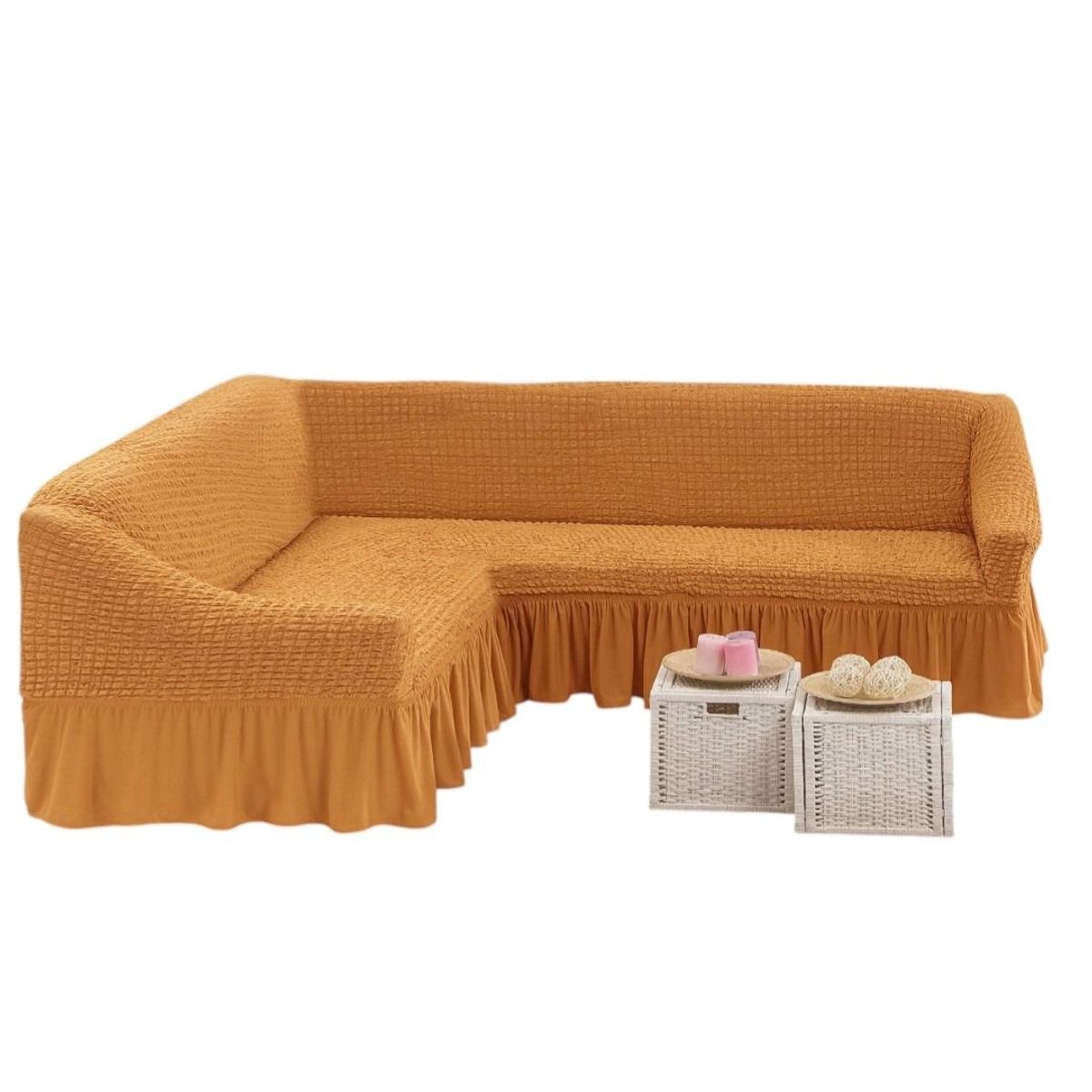 GENERICO - Fundas De Sofa Tipo L Modelo Turco Color Mostaza
