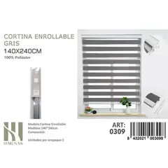 GENERICO - Cortina Roller Duo Lisa 140x240 Cm color Gris