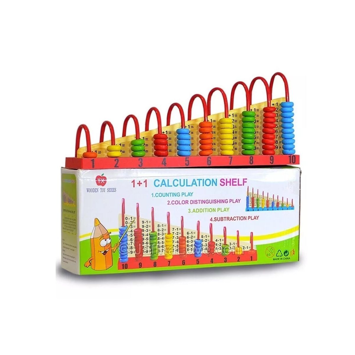 GENERICO - Ábaco Matemático De Madera Vertical Para Niños 10 Columnas