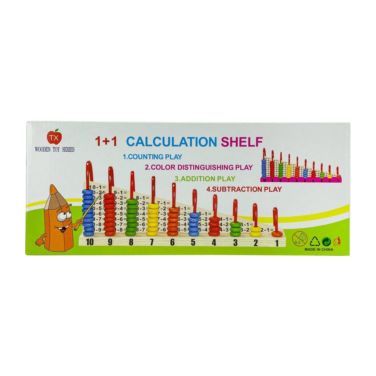GENERICO - Ábaco Matemático De Madera Vertical Para Niños 10 Columnas