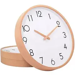 GENERICO - Reloj De Muralla Redondo Madera Plastica Clara 30cm Silencioso