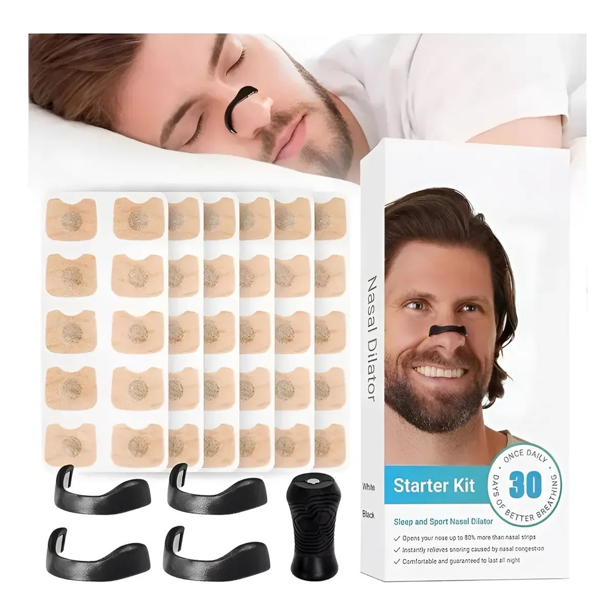 GENERICO - Dilatador Nasal Anti Ronquido Tiras Magnetico 30 Pares