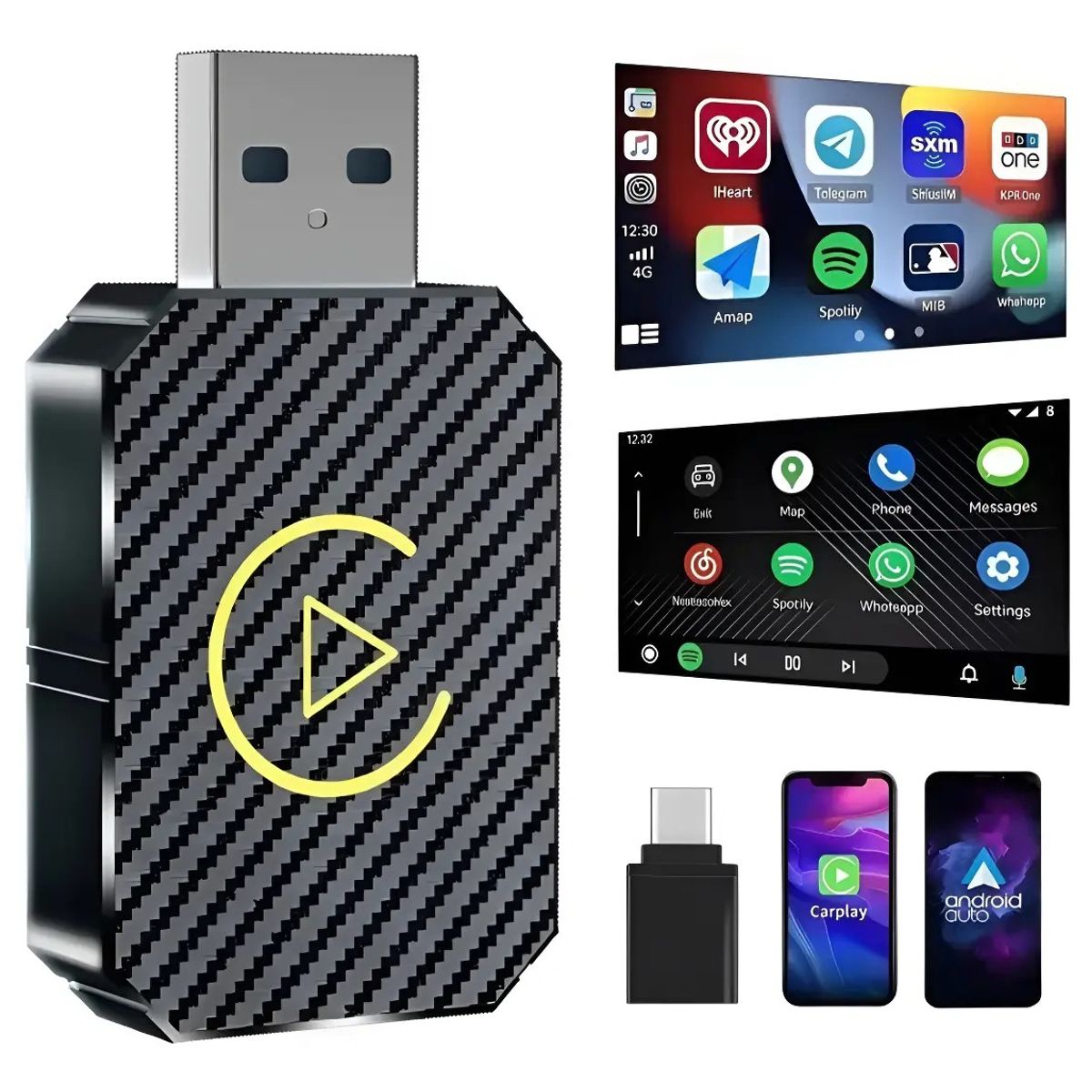 GENERICO - Carplay Adaptador Inalámbrico 2 En 1 Para Iphone Y Android