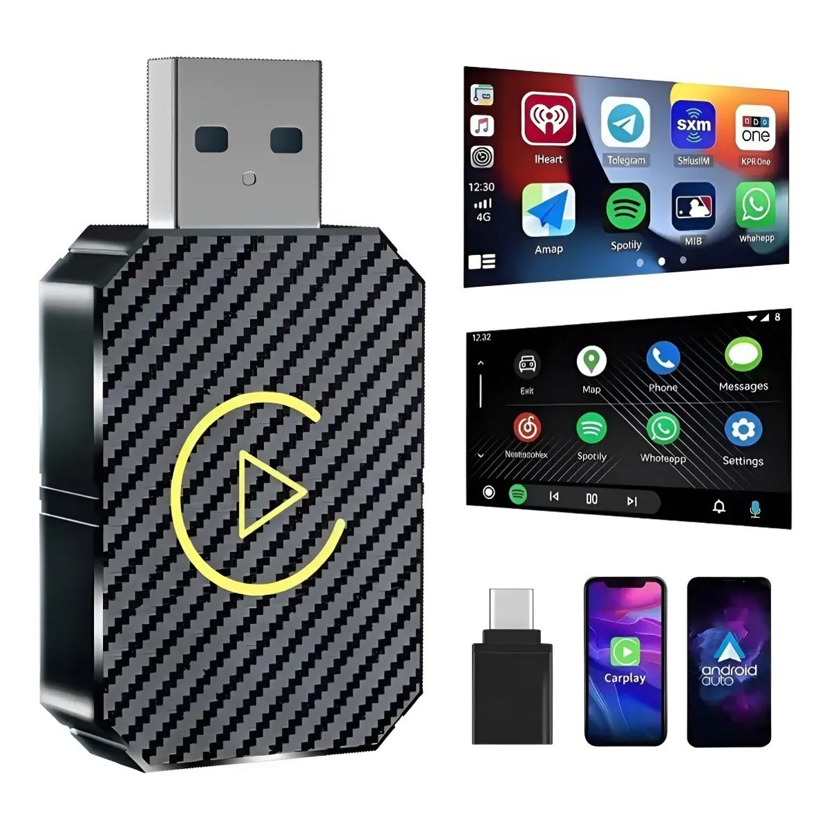 GENERICO - Carplay Adaptador Inalámbrico 2 En 1 Para Iphone Y Android