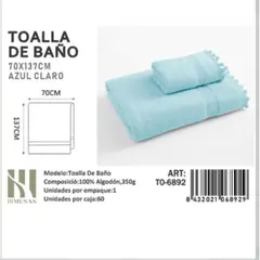 GENERICO - Toallas 100% Algodon Con Detalles Bordados 70X140