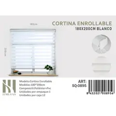 GENERICO - Cortina Roller Duo Lisa 180 x 200 color blanco