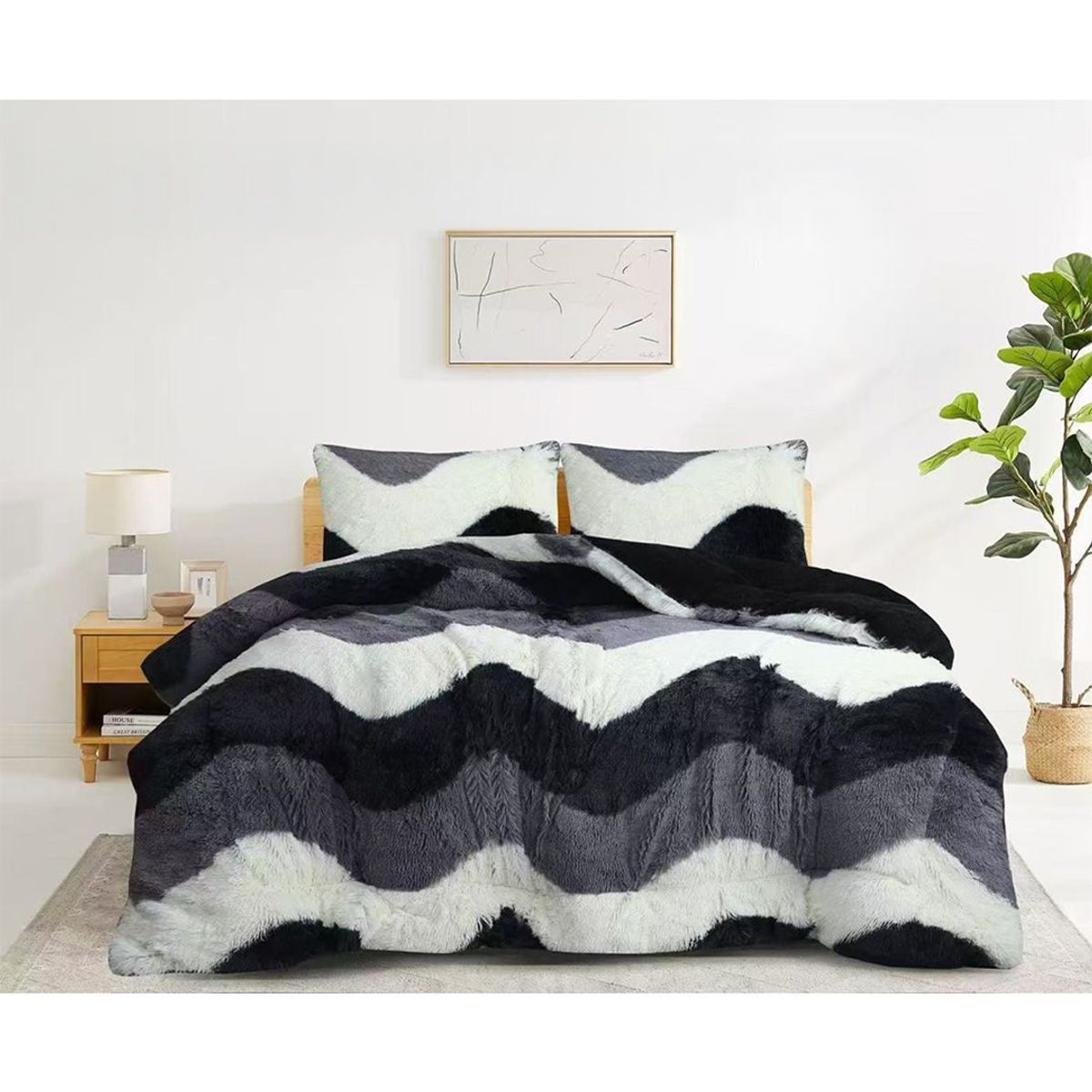 GENERICO - Cobertor De Invierno Peludo Diseño Moderno 2 Plazas