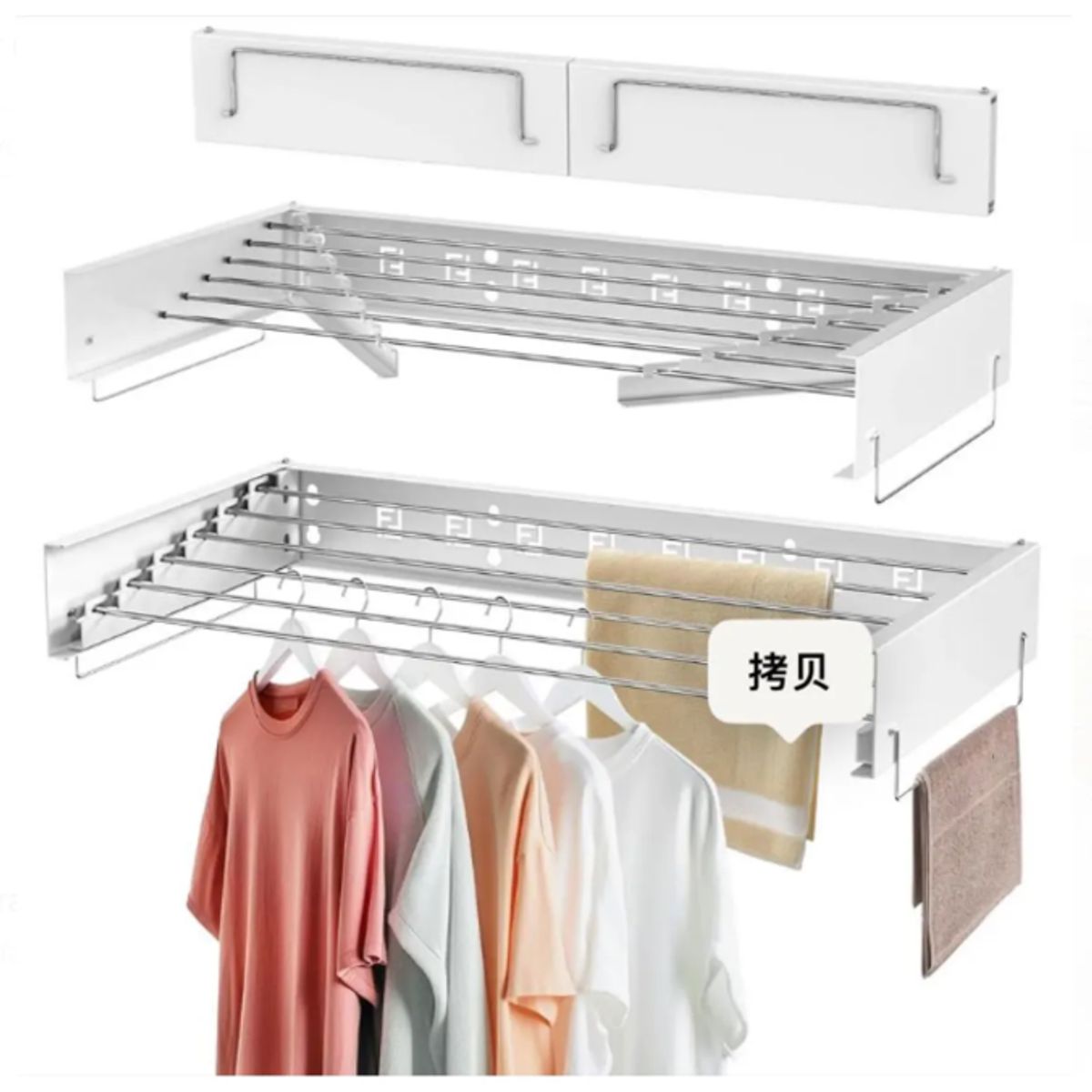 GENERICO - Tendedero De Ropa Plegable Retráctil De Pared