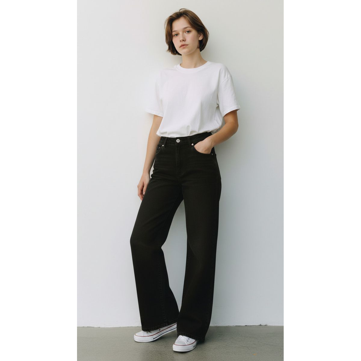 XD - Jeans Mujer Wide Leg Tiro Alto Elasticado