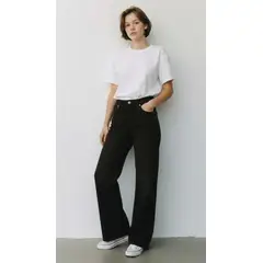 BLUE MOUNTAIN - Jeans Mujer Wide Leg Tiro Alto Elasticado