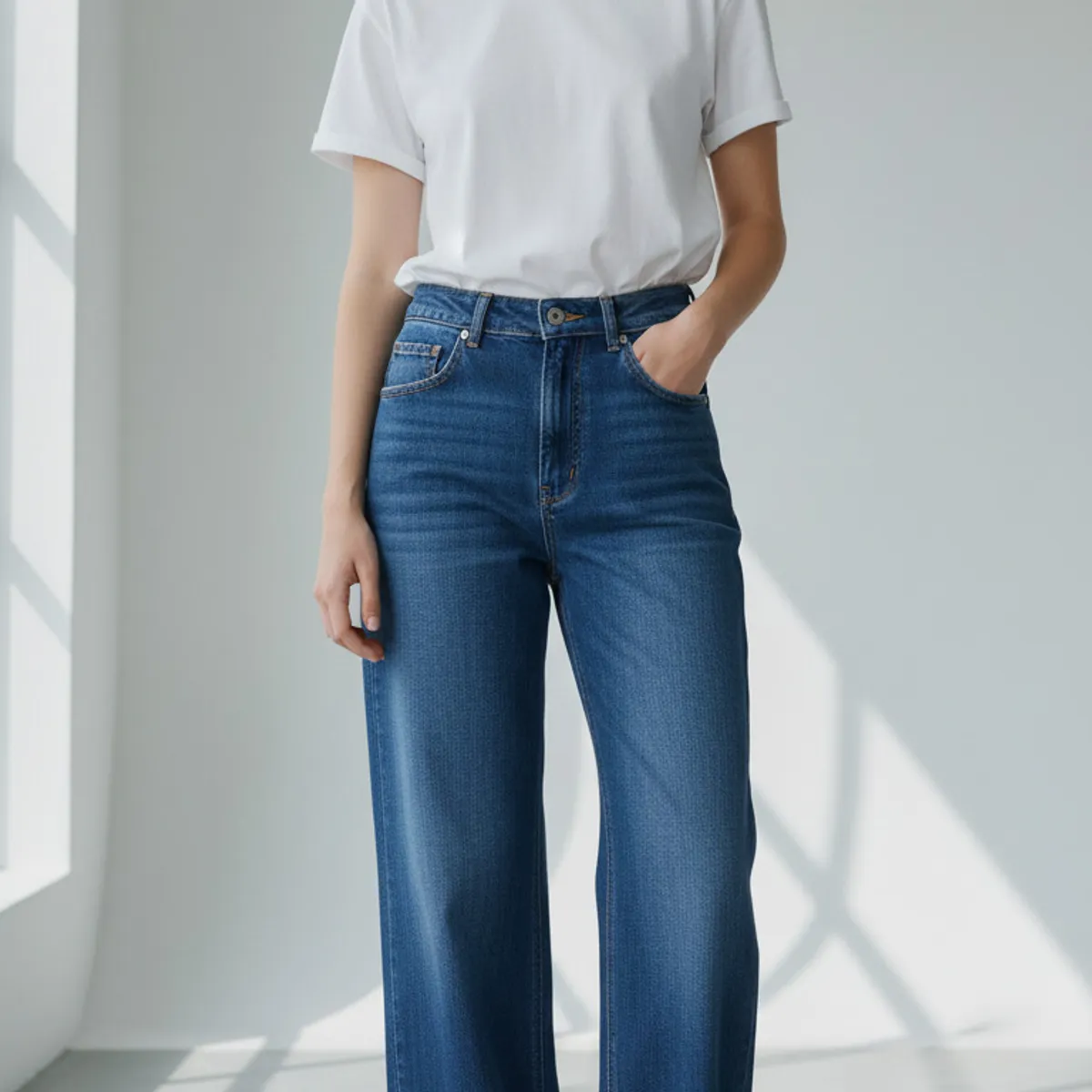 XD - Jeans Mujer Wide Leg Tiro Alto Elasticado