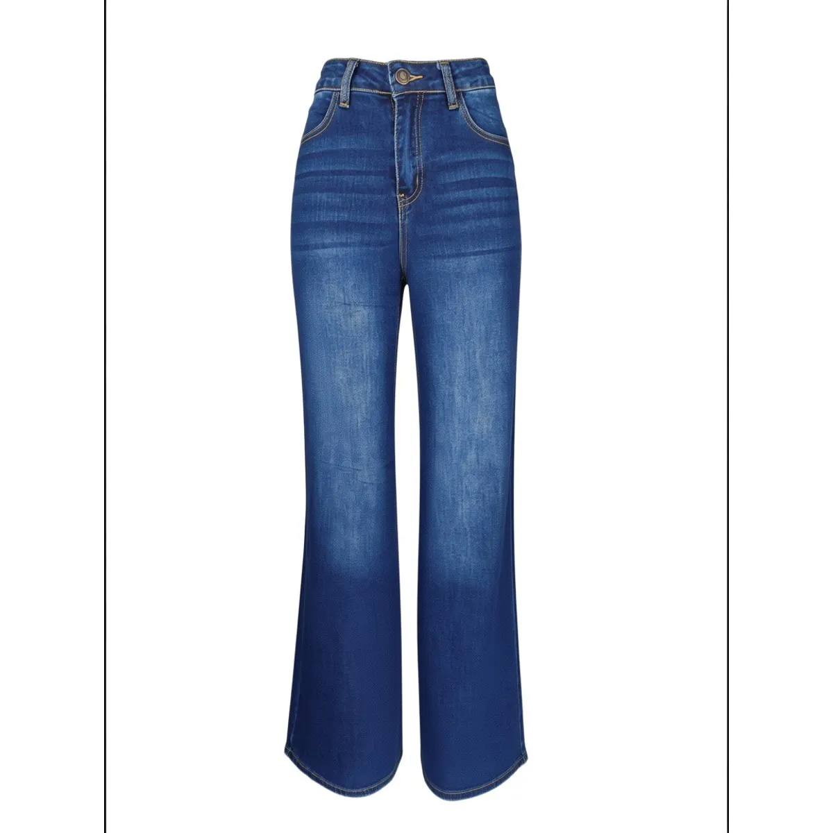 BLUE MOUNTAIN - Jeans Mujer Wide Leg Tiro Alto Elasticado