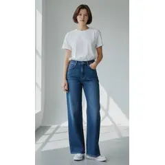 XD - Jeans Mujer Wide Leg Tiro Alto Elasticado
