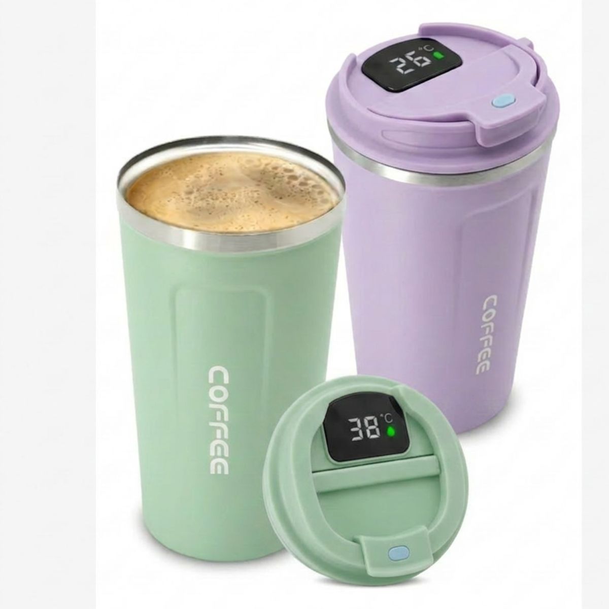 MOVI - Vaso Térmico de Acero Inox con Pantalla Led y Control de Temperatura para Mujer - Frío y Caliente