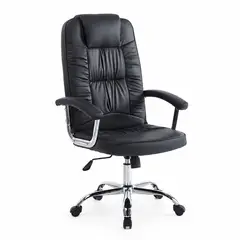 SPACE HOME - Silla De Escritorio Negra Con Diseño Moderno Y Base Cromada