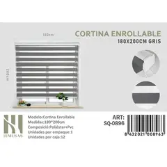 GENERICO - Cortina Roller Duo Lisa 180 x 200 color  gris