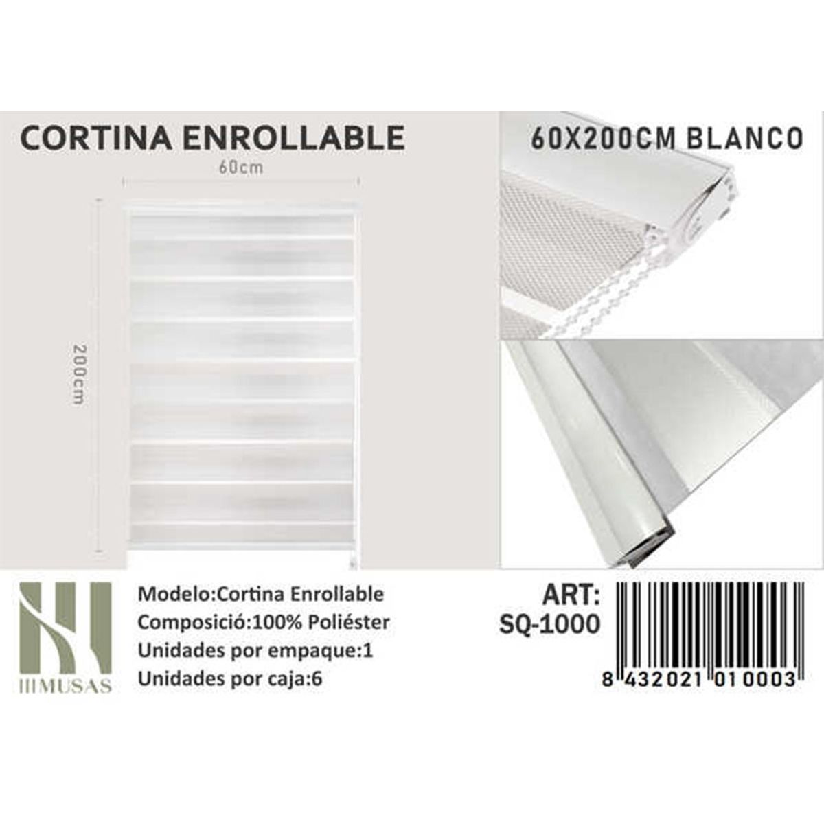 GENERICO - Cortina Roller Dia Y Noche 60X200 Cm