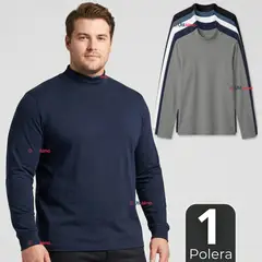 UTILISIMO - Camiseta Polera Polar Primera Capa Cuello Beatle Manga Larga Colores Surtidos Hombre