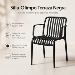SPACE HOME - Silla Olimpo Negra Para Terraza O Comedor Exterior