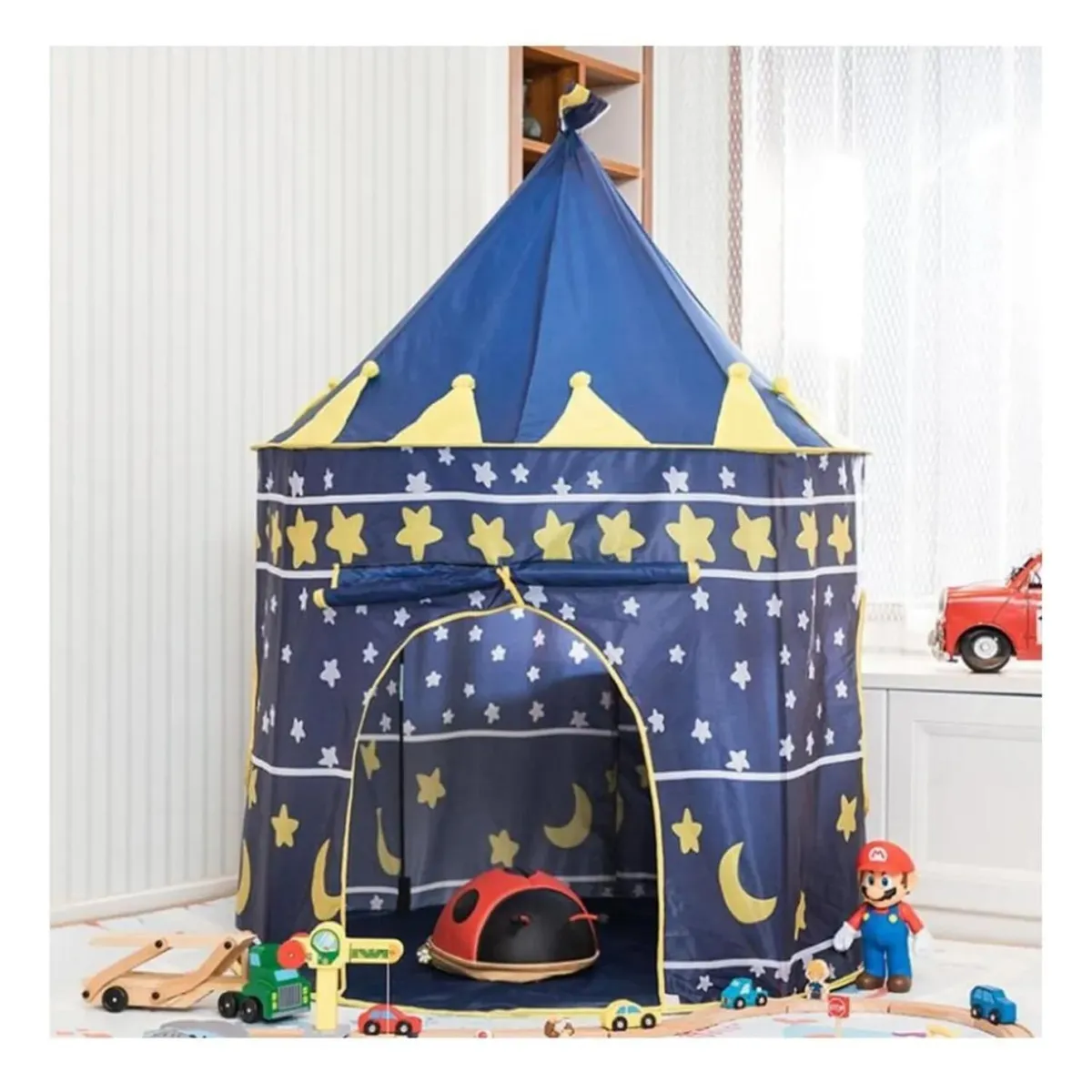 GENERICO - Juguete Carpa Castillo Plegable 135x150cm Azul Infantil