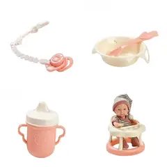 GENERICO - Juguete Bebe Realista 23cm Con silla Para Comer Y Accesorios