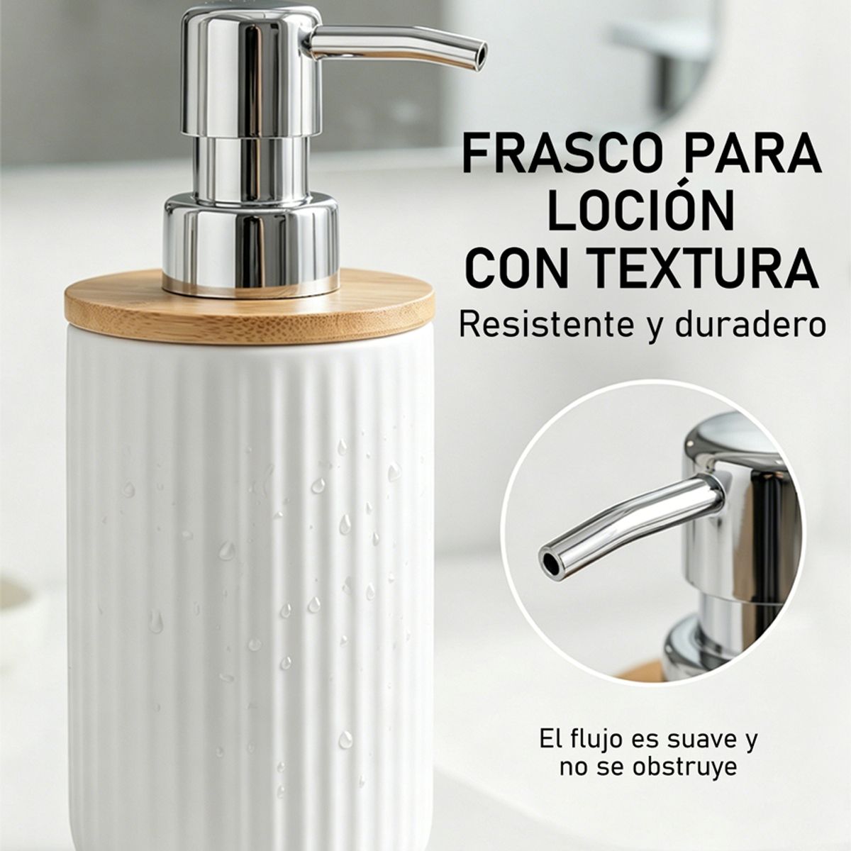 GENERICO - Set 6 Accesorios Para Baño Diseño Estriado Con Detalles Tipo Madera