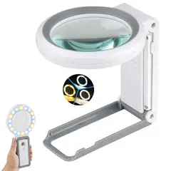 KUANGYE - Lupa Portatil Zoom 30x Lupas Gran Aumento con 18 LED,para Leer Libros,Soldadura,Inspección,Monedas