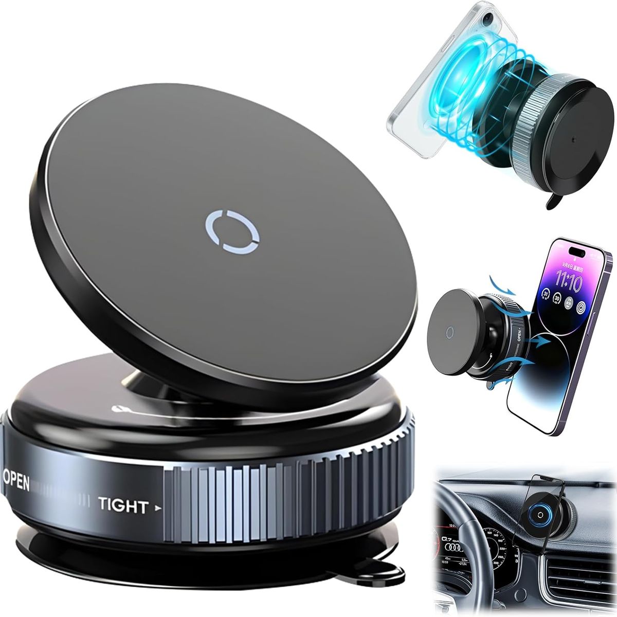 KUANGYE - Soporte Magnético 360° Para Celular Auto Compatible Con Iphone Android Full
