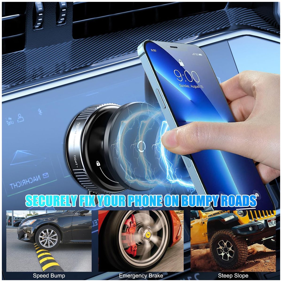 KUANGYE - Soporte Magnético 360° Para Celular Auto Compatible Con Iphone Android Full