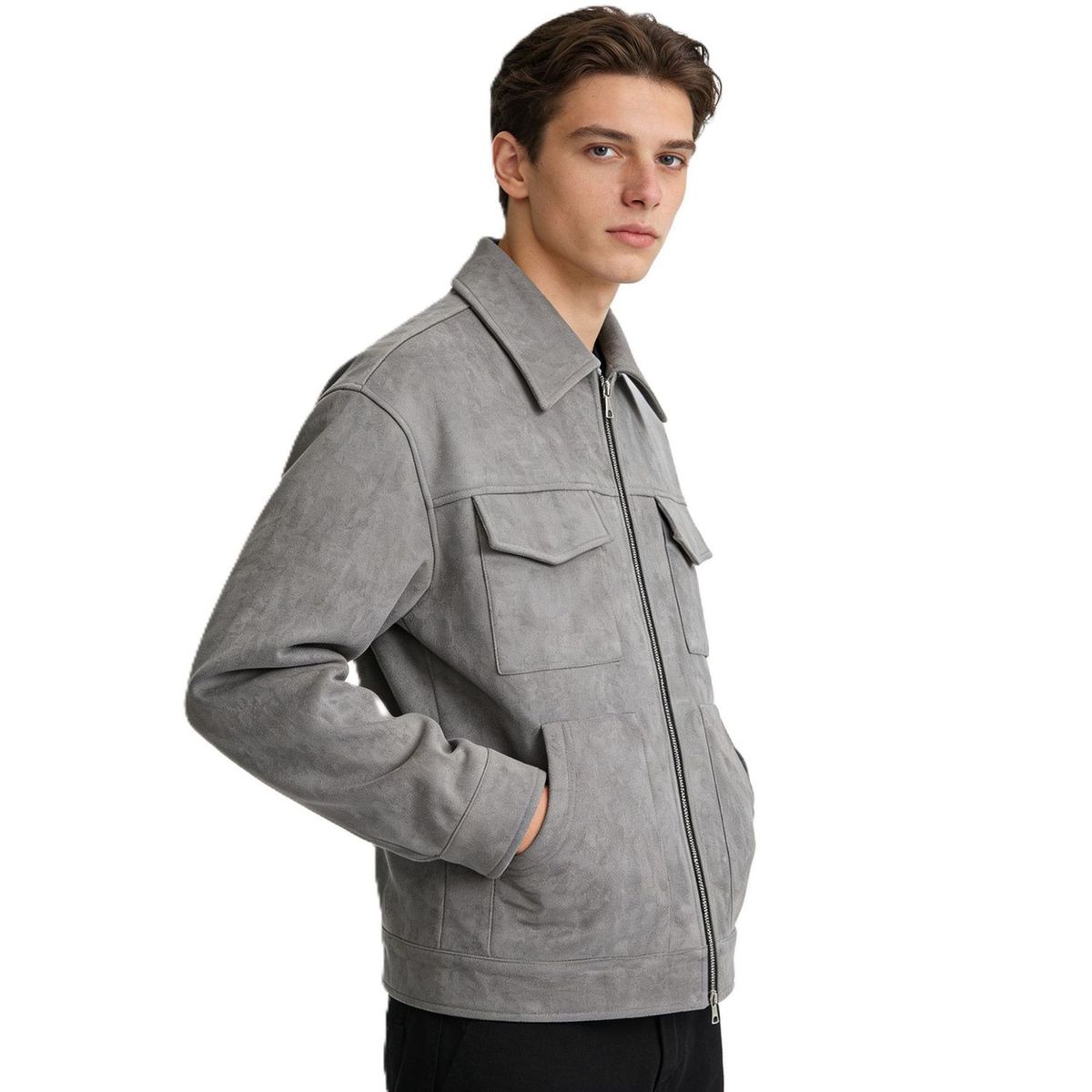 TIOZONEY - Abrigos para Hombre-Gris