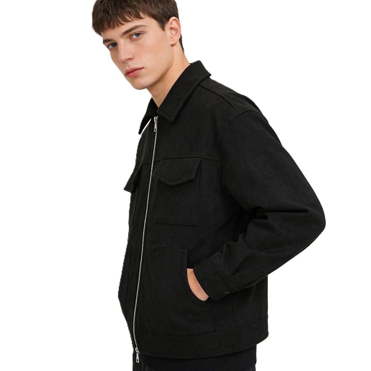 TIOZONEY - Abrigos para Hombre-Negro