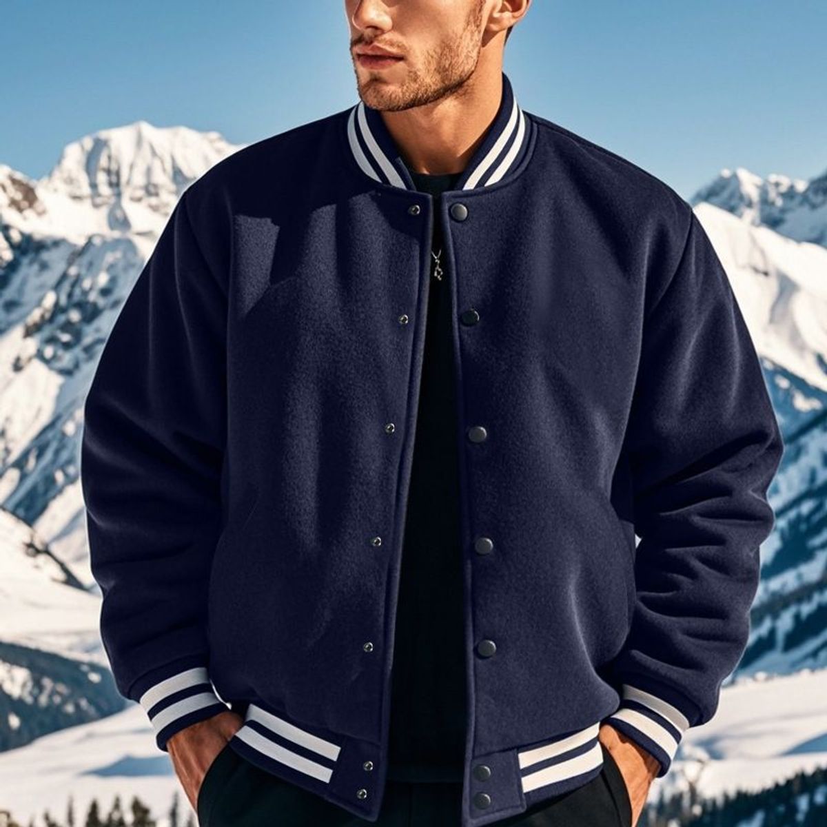 TIOZONEY - Abrigos para Hombre-Azul