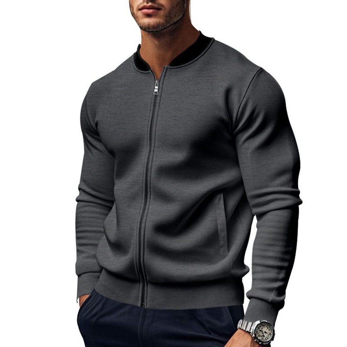 TIOZONEY - Abrigos para Hombre-Gris