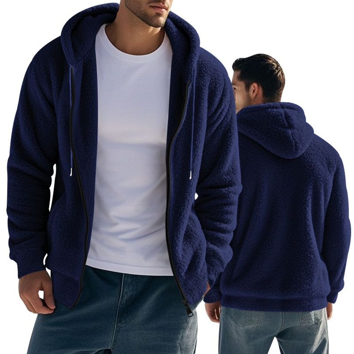 TIOZONEY - Abrigos para Hombre-Azul