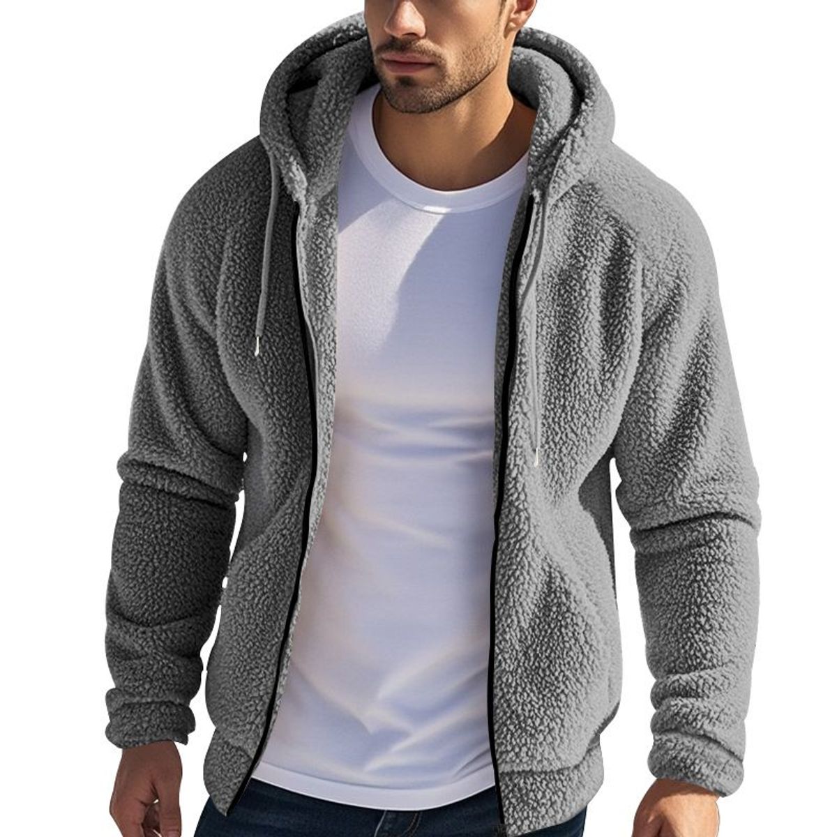 TIOZONEY - Abrigos para Hombre-Gris