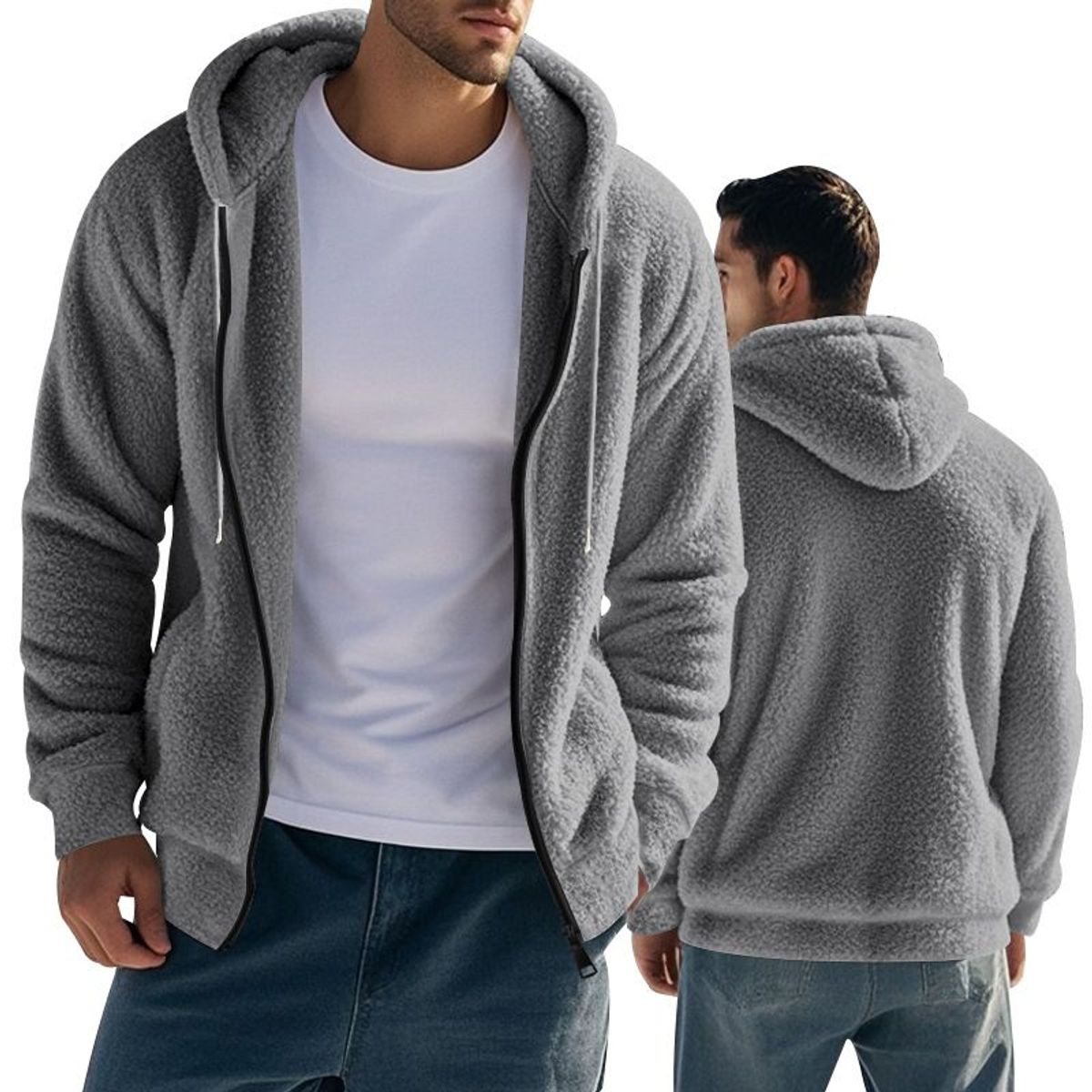 TIOZONEY - Abrigos para Hombre-Gris
