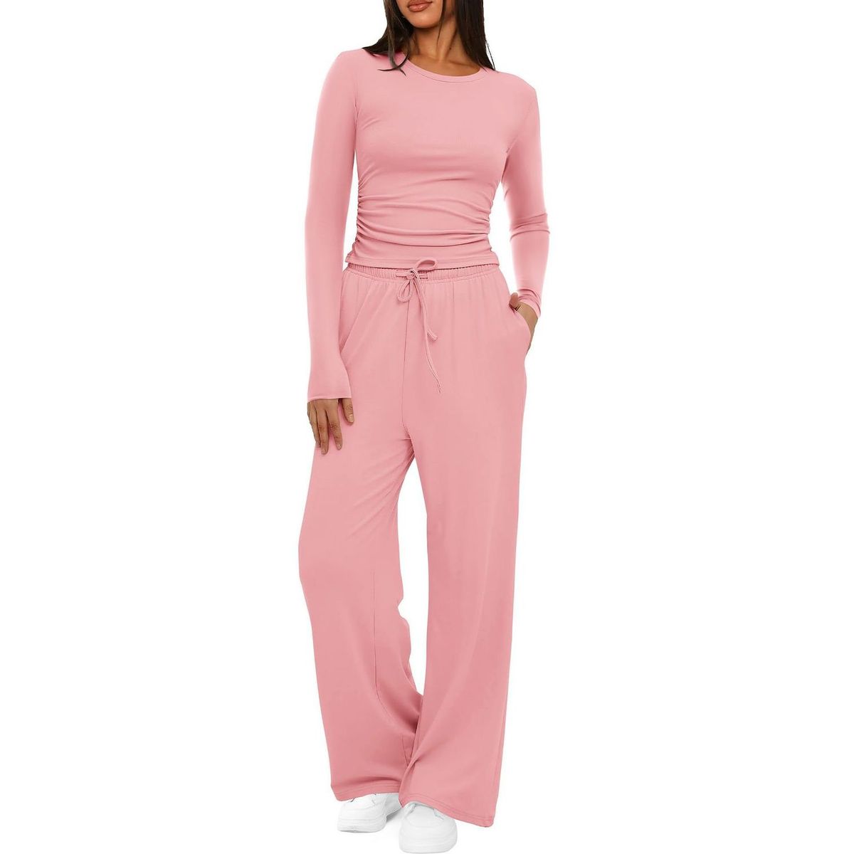TIOZONEY - Conjunto Manga Larga Y Pantalon-Rosa