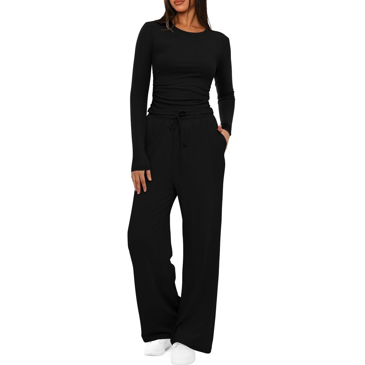 TIOZONEY - Conjunto Manga Larga Y Pantalon-Negro