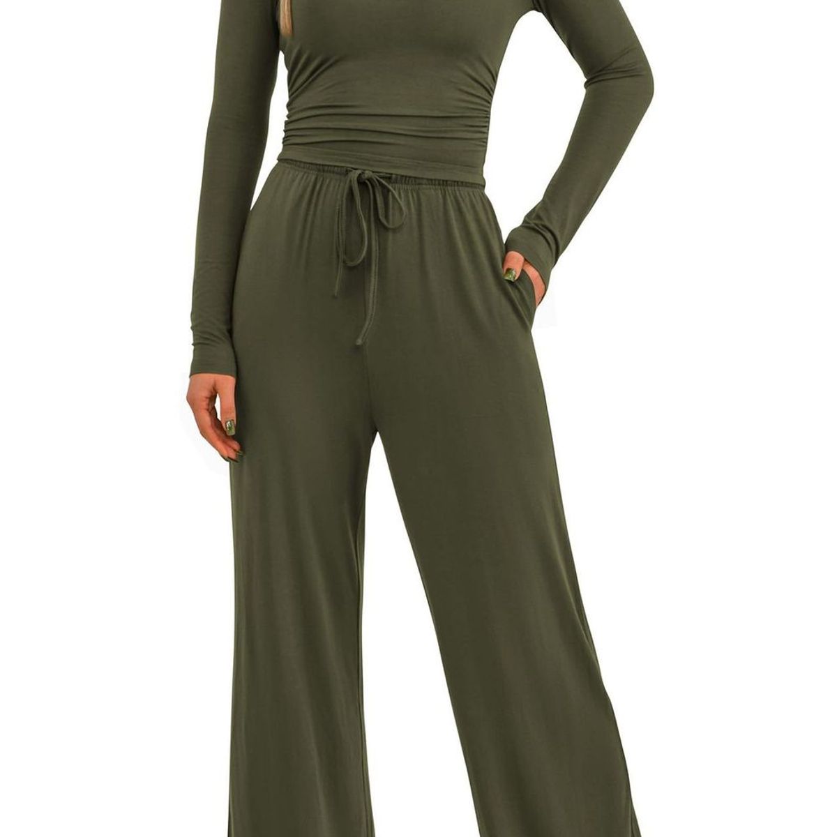 TIOZONEY - Conjunto Manga Larga Y Pantalon-Verde