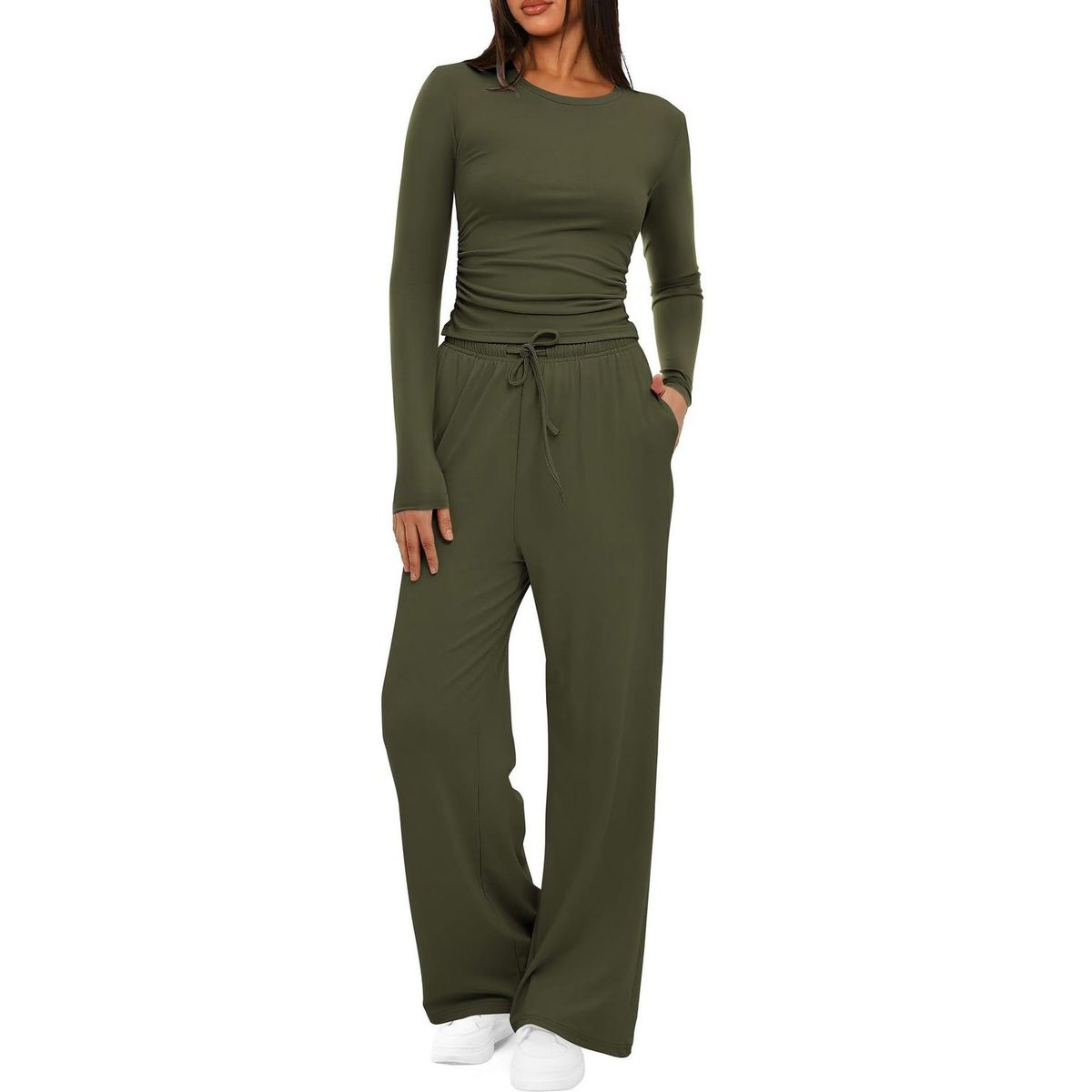 TIOZONEY - Conjunto Manga Larga Y Pantalon-Verde
