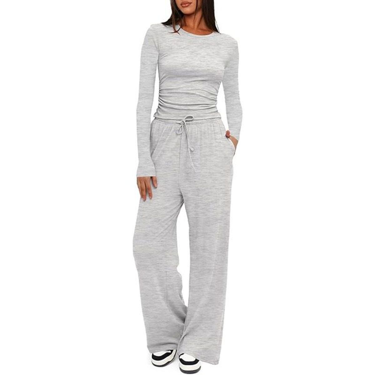 TIOZONEY - Conjunto Manga Larga Y Pantalon-Gris