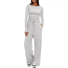 TIOZONEY - Conjunto Manga Larga Y Pantalon-Gris